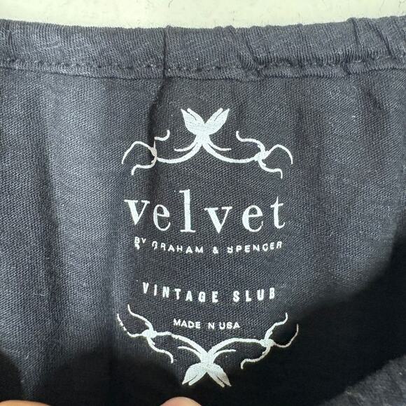 Velvet by Graham & Spencer Medium Tracie Ruched Top Black Puff Long Sleeves - Picture 9 of 10